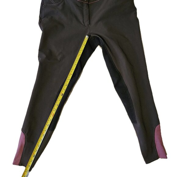 ELATION PLATINUM Purple/Grey Full Seat Riding Breeches Size 34R - Picture 8 of 12